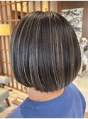 30代40代◎春カラー◎大人女子グレージュハイライト×ボブ