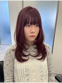 ブリーチなしボルドーカラー×ハッシュカット【町田】