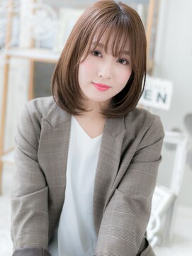 モッズヘア 越谷(mod's hair) *mod's越谷*斜めバング×外国人風カラーのツヤ感セミディa