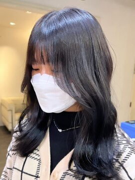 ベレーザ 渋谷(BELEZA) 2286透明感ガーリーこなれヘアフリンジバング黒髪ふんわりカール