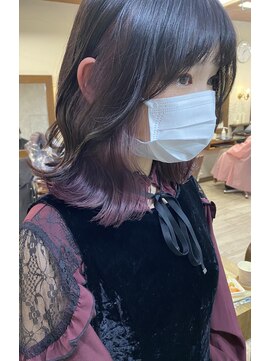 ミニム ヘアー(minim hair) 【minim×日比】インナーカラー ボルドーピンク