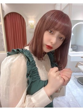 ランド 原宿表参道(LAND) 肩下ボブ☆ブリーチカラーでピンクベージュ☆髪質改善で美髪☆