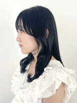 アルバム 新宿(ALBUM SHINJUKU) ブルーブラック_レイヤーロング前髪パーマ_ba478212