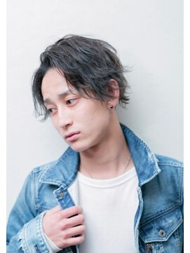 カーウォッシュバーバー(CARWASH BARBER) アッシュブラックマッシュパーマウルフ波巻きカルマパーマ1228