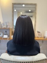 艶髪ロング/アッシュブラック/ストレート/内巻き
