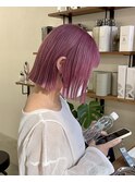 【soso カンナ】ラベンダーピンク × パツっとミニボブ