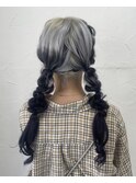 ツイン編みおろしアレンジヘアセットヘアアレンジ