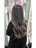 ロングレイヤー/バレイヤージュ/シルバー/グレージュ/ハイトーン
