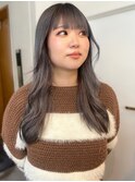 シルバーグレージュ 透明感カラー 顔周りカット ルーツカラー