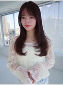 ANGELICA ピンクブラウン 顔まわりレイヤー 大人かわいい