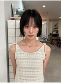 黒髪レイヤーボブ　シースルーボブ