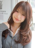 顔周りレイヤーで魅せる韓国風セミロングウェーブ/透明感/抜け感