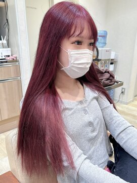 ステラバイケンジ(STELLA by KENJE) 韓国風レイヤーカット艶カラーローズブラウン前髪カット