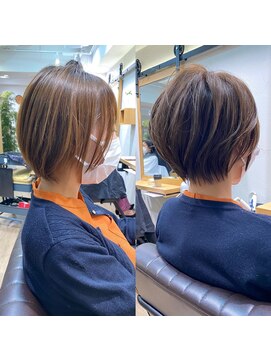 バンプ ギンザ(BUMP GINZA) 白髪ぼかしハイライト/絶壁解消/ひし形大人ショートボブ/聖