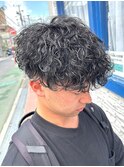 ツイストスパイラルパーマメンズパーマ波巻きパーマツーブロック