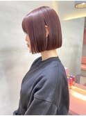 切りっぱなしボブ×カシスピンク
