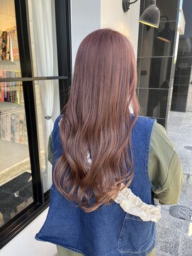 クロレ(CLORE) ロングヘア ピンクベージュ 暖色カラー ブリーチあり