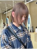 切りっぱなしボブ小顔カットグレージュマロンベージュ