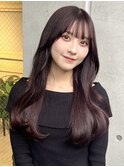 イメチェン美髪似合わせカットくびレイヤーロングショコラピンク