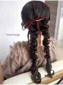 ふわふわツインstyle　×　OPリボンbrown