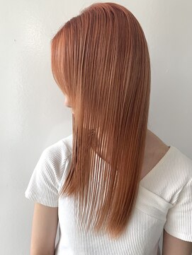 【セミロング（髪質改善）】×【コーラルオレンジ】