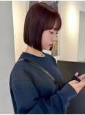 縮毛矯正とカラーの同時施術可能なワインレッド