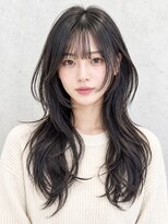 フレイムスヒュー 高崎店(FRAMES HUE)&nbsp;黒髪韓国レイヤーカット/顔まわりレイヤー/ロングムレイヤー