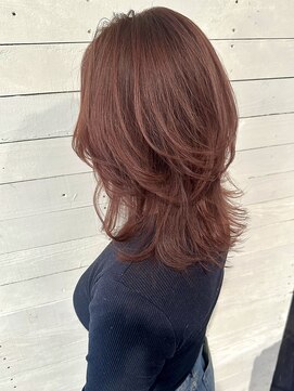 ルノン フィージュ(LUNON fieju) ミディアムレイヤー/ブリーチ無し/ピンクレッド