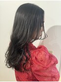 海外風レイヤーヘアブリーチなしWカラーブルージュ暗髪カラー