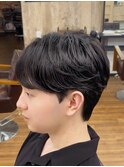 メンズニュアンスパーマ　毛流れセンターパート