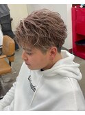 高円寺メンズブリーチカラーミルクティーベージュセンターパート