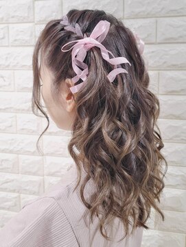 スタジオカラー(Studio Color) リボン編み込みハーフツイン