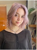 ペールラベンダー ボブヘアー