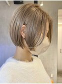 ショートカットくびれショート前下がりボブベージュカラー40代★