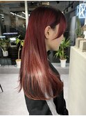 カシスレッド×ハイトーンカラー×サイドバング×似合わせカット