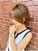 大人可愛い20代30代40代黒髪前下がりショートボブ丸みショート◎