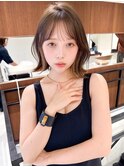 黒髪　ボブルフ　ネビージュ　小顔　ワンレン　スペインカール