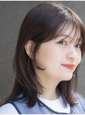 ボブルフ　小顔　ミディアム　ボブ　レイヤー　シースルーバング