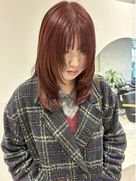 ラミエバイメルト 下北沢(lamie by melt) ブリーチなしダブルカラーカシスレッドピンクブラウンレイヤー