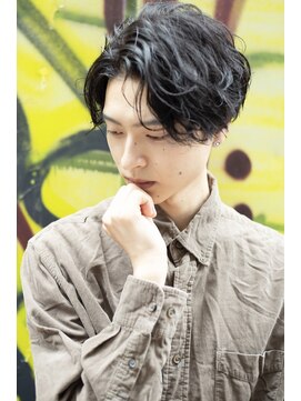 ヴェイン 渋谷(vain) 渋谷メンズ美容室センターパート波巻きメンズパーマk
