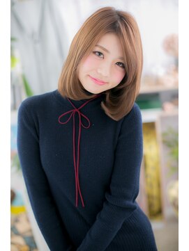 ヘアアンドビューティー ミック(Hair & Beauty miq) 大人かわいい暖色系カラーツヤ感ワンレンボブa