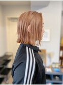 ハイトーン/切りっぱなしボブ/ピンクベージュ　渋谷
