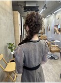 ヘアセット/サイド編みおろし/パーティーヘア/小顔/学割