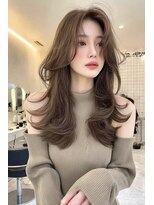 ノイエ 原宿 北参道(NoIE) 韓国ヘアミディアムレイヤーハッシュカットチャコールグレー