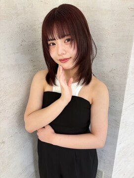 アリアツイン バイ エクラート 池袋西口店(ARiA TWiN by ECLART) 顔周りレイヤーカット×カシスレッド