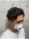 アップバング×メンズパーマ