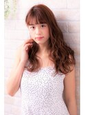 ココアベージュとオリーブグレーの黒髪小顔クラゲヘアー