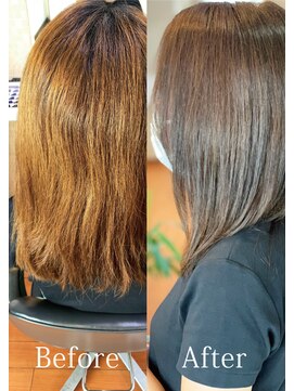 アークスヘアー べージュアッシュ透明感セミロング☆暗髪×さらさらストレート