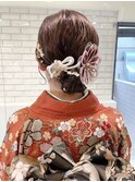 卒業式ヘア袴ヘア着付け振袖シニヨン水引き金箔ヘアK2024015