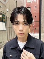 艶センターパートニュアンスパーマダークアッシュ韓国マッシュ